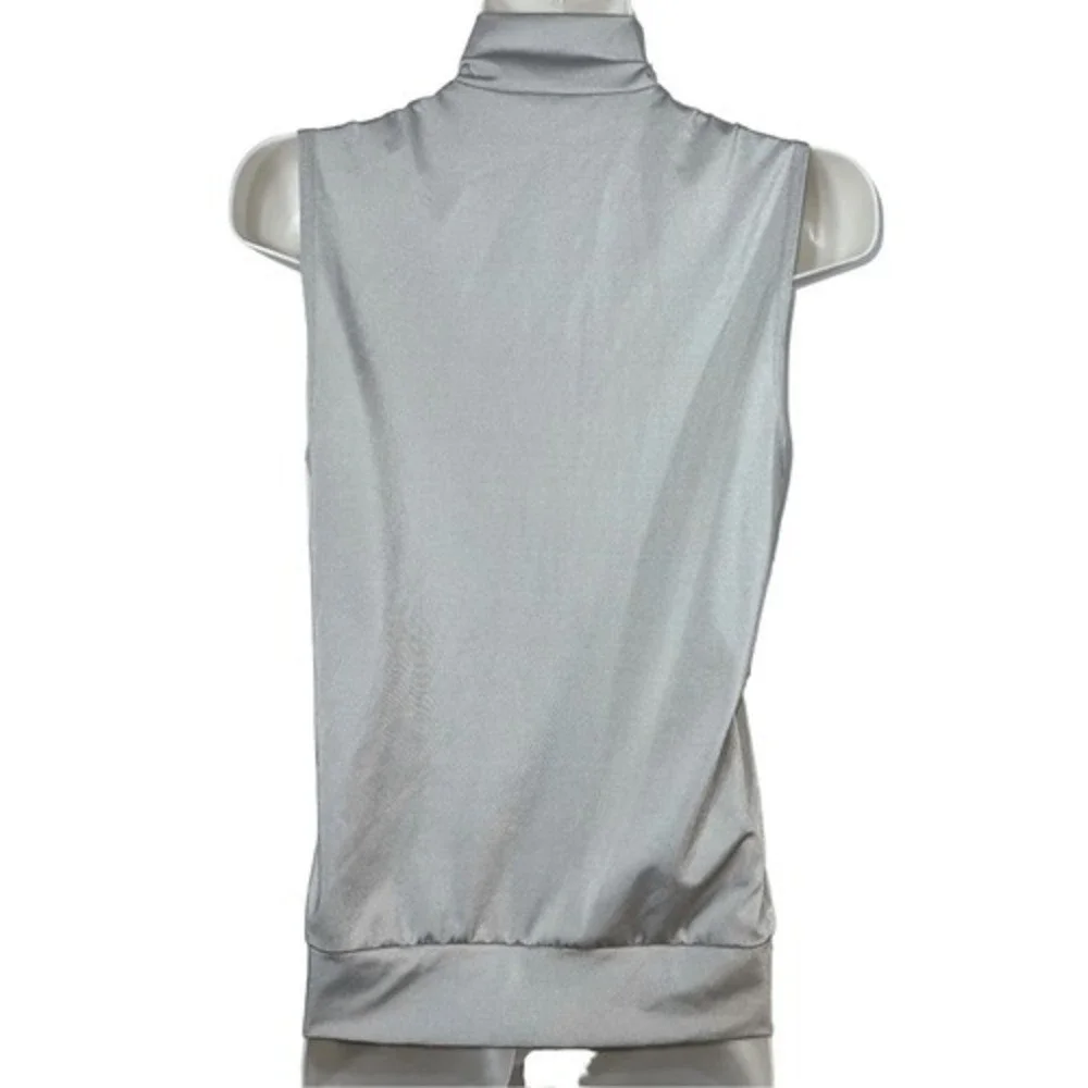 Kelle Metallic Silver Dance Costume Vest Youth L Stage Recital Zip Performance